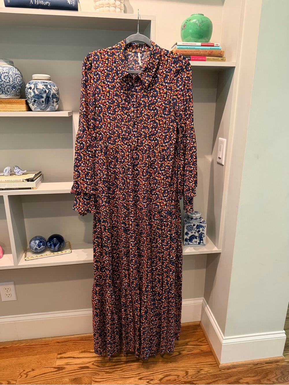 Free People Black Maxi Dress with Multicolor Floral Print